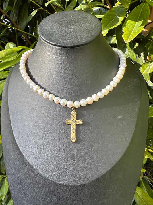 Collier de perles d’eau douce - Breloque personnalisable