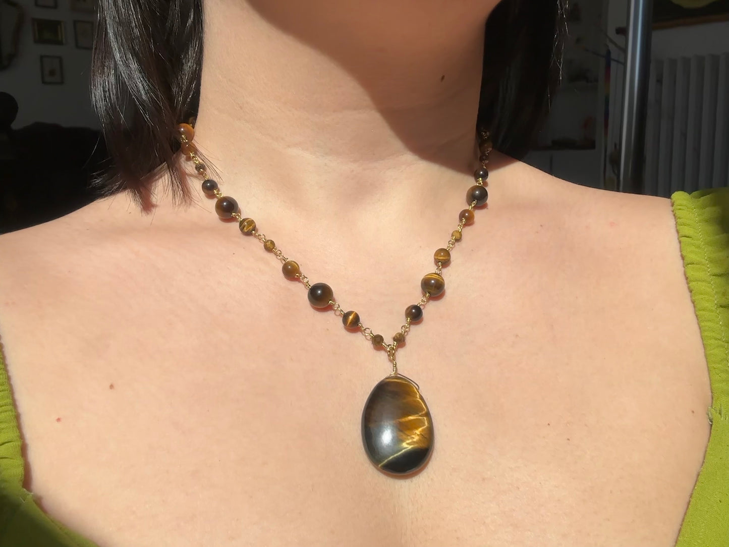 Collier « Tora » reproductible - Œil de tigre